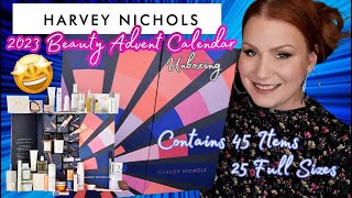 HARVEY NICHOLS 2023 LUXURY ADVENT CALENDAR UNBOXING  45 ITEMS 25 FULL SIZES amp WORTH £1300 [upl. by Caron]