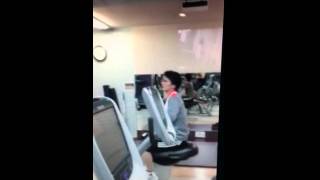 Gym humour 2016 Japanese lady riding a horse at a gym [upl. by Crescentia694]