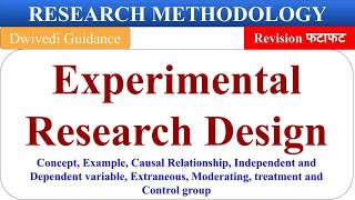 Experimental Research Design in Hindi Extraneous variable Concomitant variable treatment group [upl. by Aikrahs]