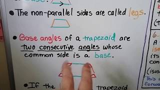 Geometry 66b Isosceles Trapezoids amp Midsegment of Trapezoids amp 4 Theorems [upl. by Chace]