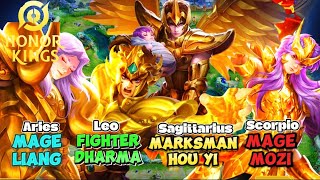 Honor of Kings All Zodiac Skins and Animations for Each Hero Liang Dharma Hou Yi and Mozi hok [upl. by Akirret]