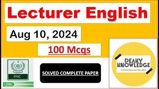 FPSC Lecturer English Paper Today  10072024  FPSC Lecturer English Paper 2024  FPSC English [upl. by Eadith344]