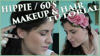 HIPPIE60S MAKEUP amp HAIR TUTORIAL  Avital Cohen [upl. by Tyra]