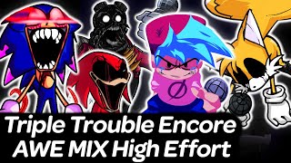 Triple Trouble Encore AWE Mixed High Effort Playable with ingame cutscenes  Friday Night Funkin [upl. by Shiller]