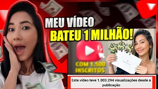 QUANTO GANHEI com 1 MILHÃO DE VISUALIZAÇÕES no YOUTUBE Quanto ganha um vídeo com 1 milhão de views [upl. by Alrick555]