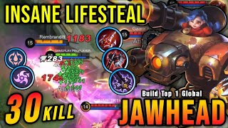 30 Kills Jawhead New Build Insane LifeSteal AUTOWIN  Build Top 1 Global Jawhead  MLBB [upl. by Iand]