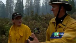 Fire crews set backfires to combat wildfire [upl. by Fidela]