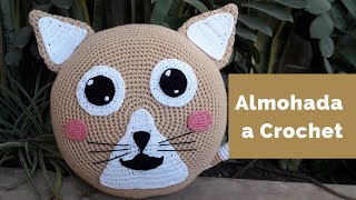 Almohada de gato a crochet  Cojin de gato tejido a crochet  crochet cat pillow [upl. by Aramenta702]