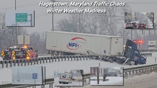 01062024 Hagerstown Maryland  Winter Storm  Heavy Snow  i81 Blocked by Wrecks  People Out [upl. by Coad]