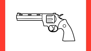 How to draw a REVOLVER step by step  drawing smith amp wesson 357 magnum pistol gun easy [upl. by Suirradal]