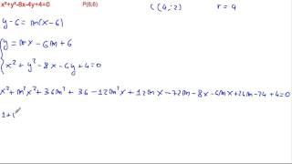 Determinare le tangenti alla circonferenza x²y²8x4y40 passanti per P66 [upl. by Alberik]