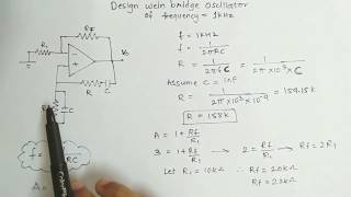 Design question Wein Bridge oscillator using opamp  solved example  Electronics Subjectified [upl. by Aznola]