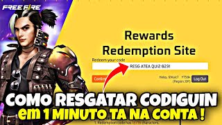 COMO COLOCAR CODIGUIN NO FREEFIRE COMO RESGATAR CODIGO FREEFIRE COMO RESGATAR CODIGUIN NO FREEFIRE [upl. by Harewood]