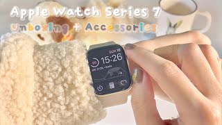 🦢 Apple Watch Series 7 Starlight✨ 41mm Unboxing  accessories [upl. by Waldner721]