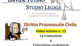 Diritto processuale civile  Video Lezione n12 La trattazione e l’istruzione probatoria 1 [upl. by Hacissej314]