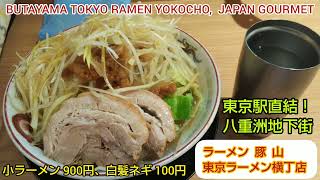 豚山（ぶたやま）東京ラーメン横丁店｜小ラーメンと白髪ネギのランチ。東京駅直結の八重洲地下街の人気店。おすすめのガッツリ系（ヤエチカ）BUTAYAMA Tokyo Ramen Yokocho JAPAN [upl. by Nwahsir159]