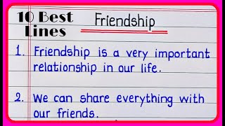 10 Lines Essay On Friendship in English  Essay on friendship day  Friendship [upl. by Ahtela]