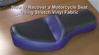 How to Recover a Motorcycle Seat Using Stretch Vinyl Fabric  Using Allsport Vinyl [upl. by Ihp]