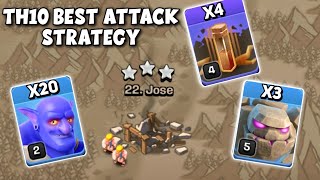 TH10 Golem  Bowler Attack Strategy 2024  Best TH10 War Attack Strategy Clash Of Clans  COC [upl. by Sami]