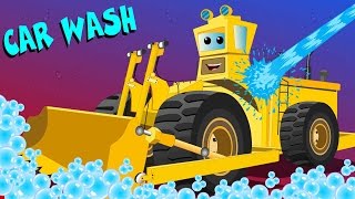 Big Bulldozer Wash  car cartoons for children  kids video [upl. by Ahsil]