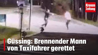 Video zeigt Taxifahrer rettet brennenden Mann  kronetv NEWS [upl. by Attekal]