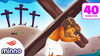 The Story of Jesus Death for Kids PLUS 7 More Cartoon Bible Stories for Kids [upl. by Ardme]