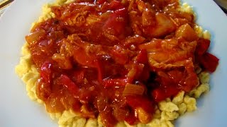 Hungarian Chicken Paprikash  Csirke Porkolt [upl. by Coryden]