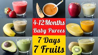 7 Fruit Purees for 4 to 12 Month Babies  Stage 1 Homemade Baby Food  7 Fruit Purees for 7 Days [upl. by Clellan401]