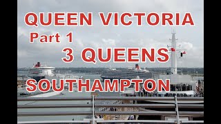 Cunard Queen Victoria Princess Grill Cruise 2012 Part 1 Southampton 3 Queens [upl. by Negyam]