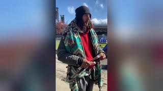 Homeless man claims in video he was given bus fair from Billings to Portland [upl. by Larentia]