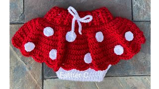 Cubre pañal tejido a crochet DIY Falda de Minnie Mouse 03 meses [upl. by Onitnerolf]