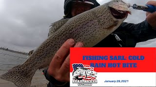 Fishing Santa Ana River Lakes Cold Rain Hot Bite [upl. by Aryamoy87]