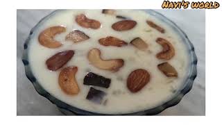 semiya saggubiyyam payasam seviyan sabudana kheer Delicious sweet recipe Navis World [upl. by Schalles]