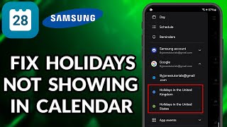 How To Fix Google Account Not Showing Holidays Calendar In Calendar App On Samsung Phone [upl. by Bottali815]