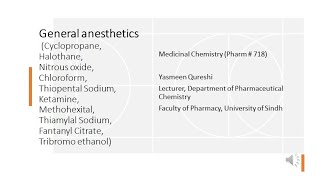 General anesthetics Chemistry SAR Mechanism of action Therapeutic applications and ADRs [upl. by Siravrat]