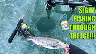 CRAZIEST Ice Fishing Day of my Life SIGHTFISHING Through the Ice [upl. by Ennis]