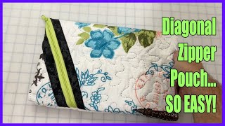 Diagonal Zipper Pouch LOOKS COMPLICATED BUT ITS NOT [upl. by Roach]