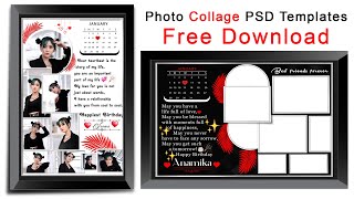 birthday photo frame download  collage psd free download [upl. by Tsirc]