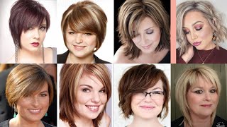 Short Hairstyles For Women With Round Faces Over 50Multi Coloured Straight Hairstyles With Bangs [upl. by Lalad]