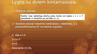 quotMatematika lengviauquot Lygtys su dviem kintamaisiais 7 pamoka 9 klasei [upl. by Quirita]