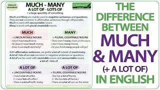 MUCH vs MANY vs A LOT OF – English Grammar Lesson [upl. by Itnaihc]