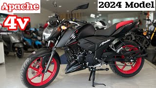 Tvs Apache RTR 160 4v Full Black Edition New Model 2024 Detailed Review  New Changes Price [upl. by Boycie]