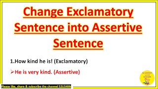 Change Exclamatory Sentence to Assertive Sentence Transformation of Sentences in English  S2LEARN [upl. by Carlyle]