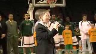 7 year old sings National Anthem  Anthony Gargiula [upl. by Ahsatsan]