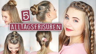 5 ALLTAGSFRISUREN in 210 Minuten  Für Schule Uni amp Arbeit  Geflochten Dutt gedreht [upl. by Gamages482]