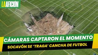 Enorme socavón se traga parte de un campo de futbol [upl. by Michel]