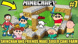 SHINCHAN BO MASAO KAZAMA NENE NOBITA MAKE SUGER CANE FARM AND FOUND SHIRO IN MINECRAFT 😍😍  HINDI [upl. by Earased]