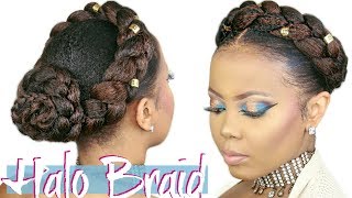 HOW TO  FAUX HALO BRAID TUTORIAL CROWN BRAID W KANEKALON HAIR 4C NATURAL HAIRSTYLE  TASTEPINK [upl. by Asnerek]