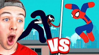 Reacting to STICK MAN SPIDERMAN vs VENOM Fight [upl. by Demmahum]