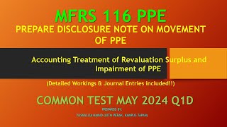 MFRS 116 PPE MOVEMENT OF PPE REVALUATION SURPLUS AND IMPAIRMENT OF PPE FAR270 CT MAY2024 Q1D [upl. by Haila763]